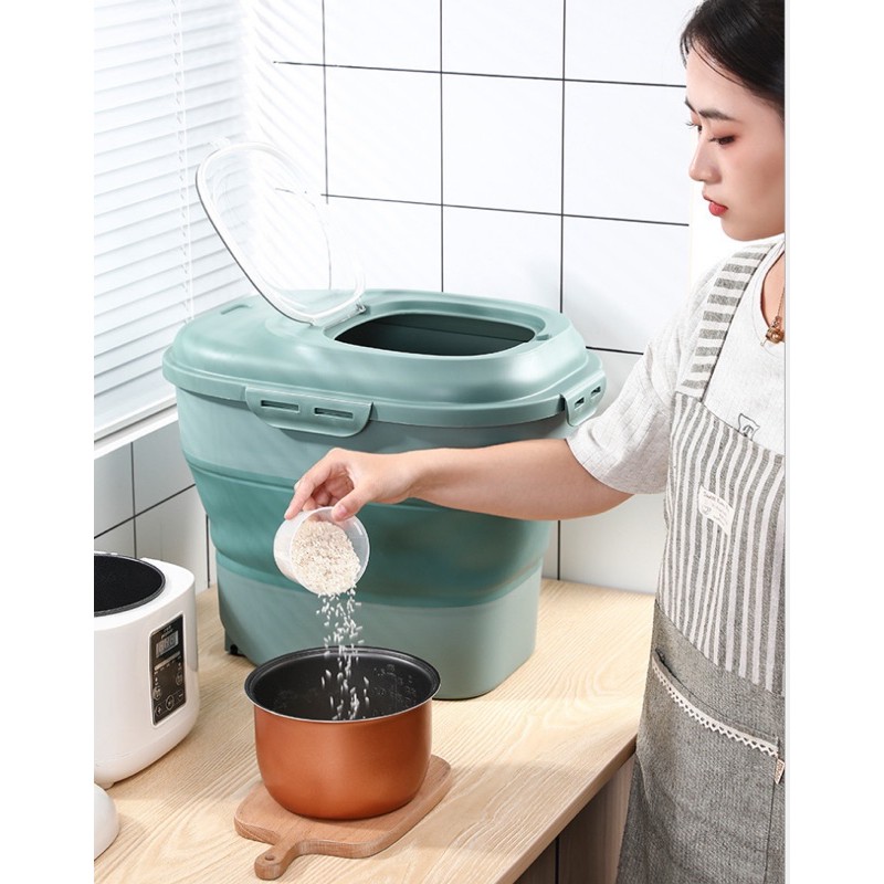 Thùng đựng gạo thông minh 25kg gấp gọn chống ẩm mốc côn trùng tiện lợi