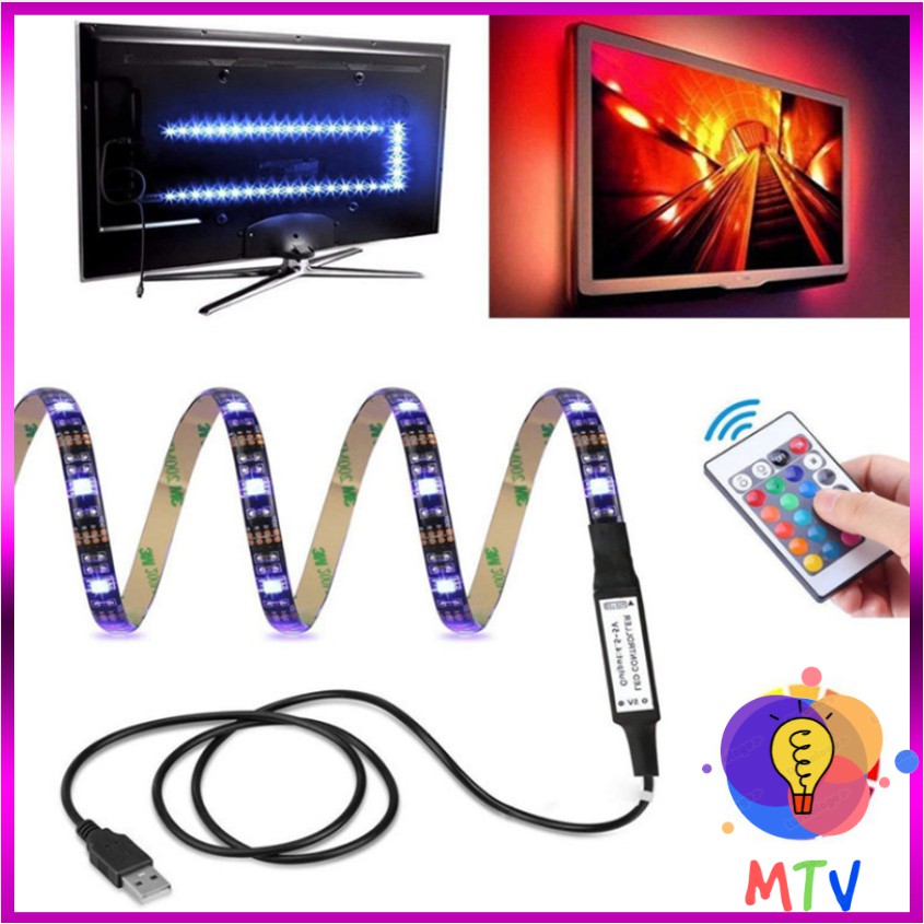 Đèn Led ❌TIKTOK Trang Trí❌ 5050 RGB 5V + Dây Dán + Chống Nước + Dùng Nguồn Sạc Dự Phòng + Cổng USB + Remote 24/44 Keys