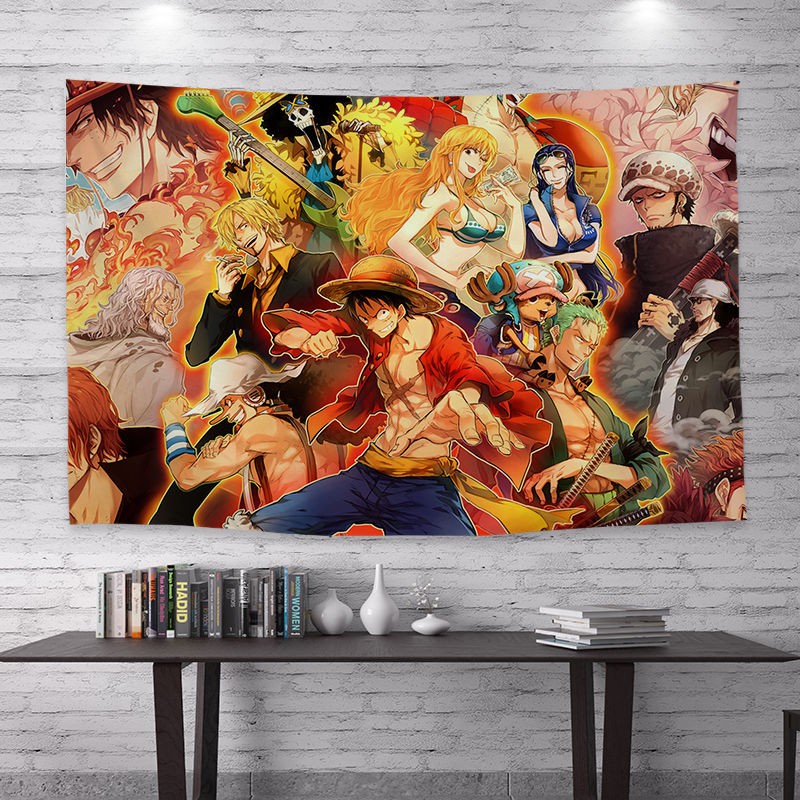 Anime phong cách Nhật Bản One Piece nền vải trong treo phòng ngủ sinh viên ký túc xá trang trí đầu giường sống tư