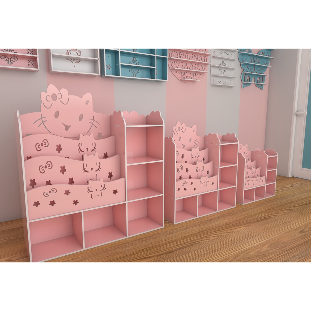 Kệ sách cho bé  Hello kitty có 5 ngăn đựng đồ tự tháo lắp đa năng