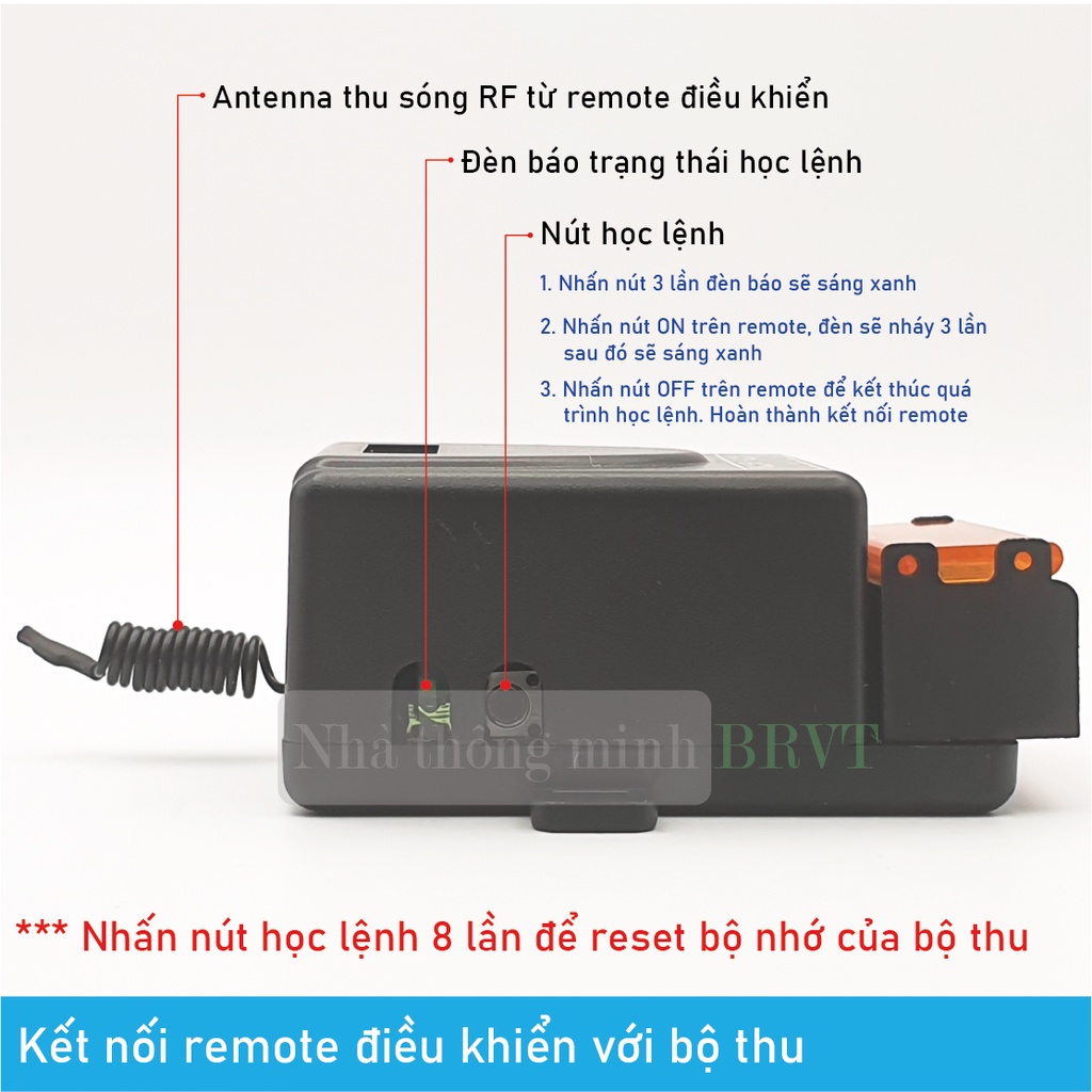 Công tắc điều khiển từ xa 220V 100m công suất cao ngõ ra 30A bật tắt thiết bị chiếu sáng, máy bơm, quạt