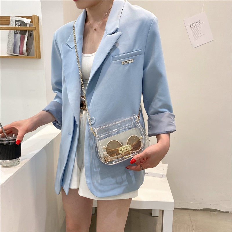 Jiashucheng Túi Xách Đeo Vai Trong Suốt Hình Bán Nguyệt Thời Trang Dành Cho Nữ