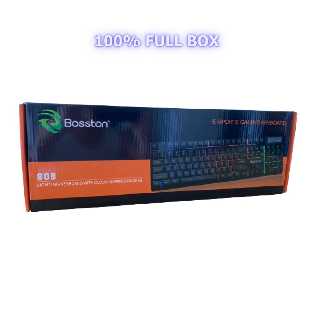 Bàn phím giả cơ Bosston 803 chuyên gaming hàng chính hãng, phím gõ nhạy và êm, led RGB đẹp, chống nước chống bám bụi