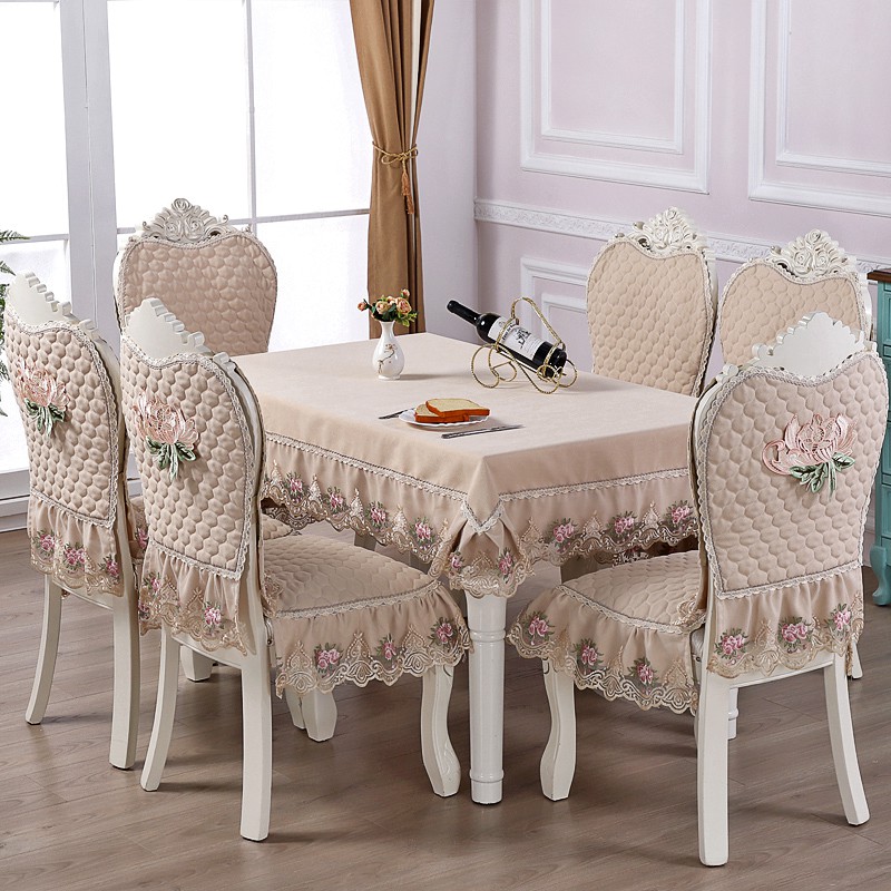 Phong cách Châu Âu Ghế ăn Đệm Khăn trải bàn Hoa tươi Ghế Đệm Bộ bàn Khăn trải bàn Trang chủ Vải thun bọc ghế