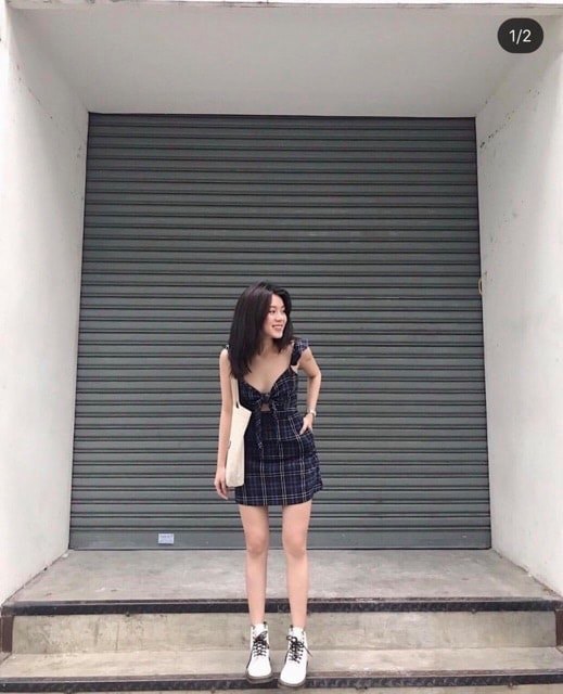 ĐẦM 2 DÂY CARO ĐỘC LẠ - ĐẦM LUCIA DRESS