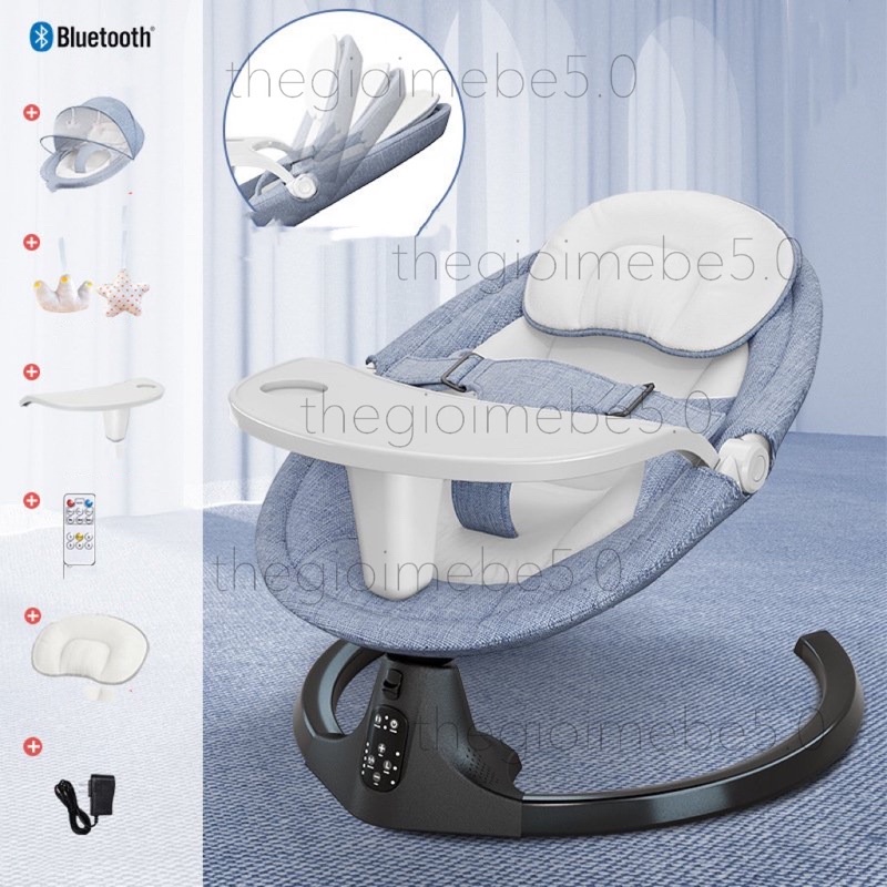 Nôi Điện - Nôi Ru Ngủ Thông Minh 3 Trong 1 Tích Hợp Bàn Ăn Dặm 3 Chế Độ Nghiêng Tuỳ Chỉnh