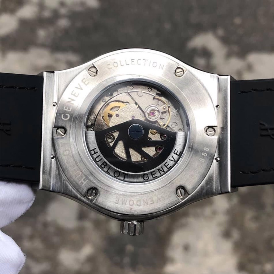 Đồng hồ Nam HL Đồng hồ cơ Automatic HL máy Nhật, mẫu màu đen viền trắng đá kép size 38mm-42mm