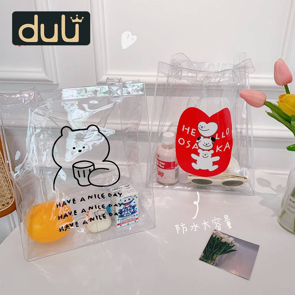 Túi xách thời trang trong suốt họa tiết dễ thương dành cho nữ