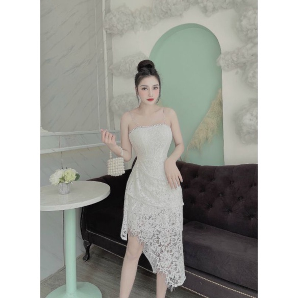 Váy ren hai dây vạt chéo Đầm ren hai lớp siêu sang | BigBuy360 - bigbuy360.vn