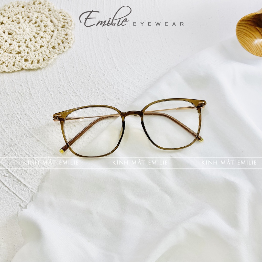 Gọng kính vuông bầu nam nữ nhựa dẻo cao cấp mảnh nhẹ Kính mắt Emilie phụ kiện thời trang 01242