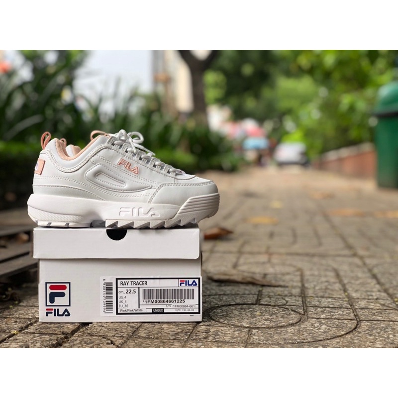 Giày F.I.L.A Disruptor 2 Màu Trắng Hồng, Hàng Chính Hãng, Full Box, Tem, Tag...