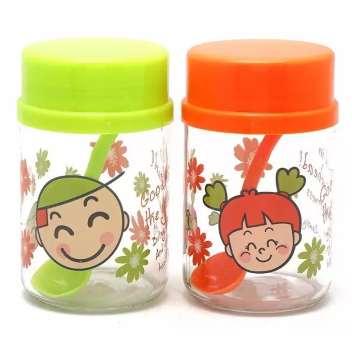 Bộ 2 hủ thủy tinh đựng gia vị kích thước lớn tặng kèm muỗng cao cấp