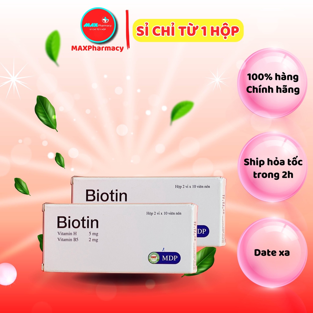 Viên uống Biotin vitamin H Giúp tóc và móng khỏe, Ngừa rụng tóc, Đẹp da - Minpharmacy