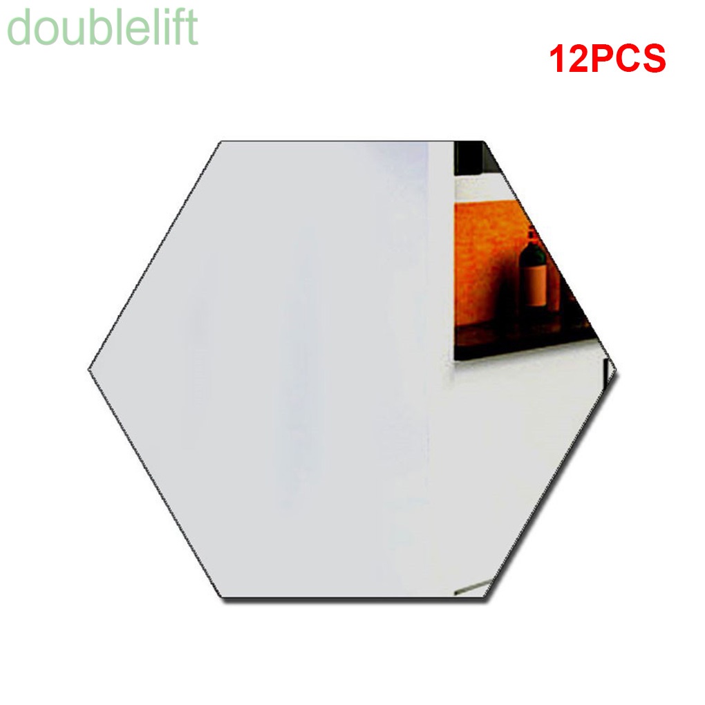 Set 12 miếng dán tường tráng gương hình lục giác độc đáo trang trí nhà cửa DIY