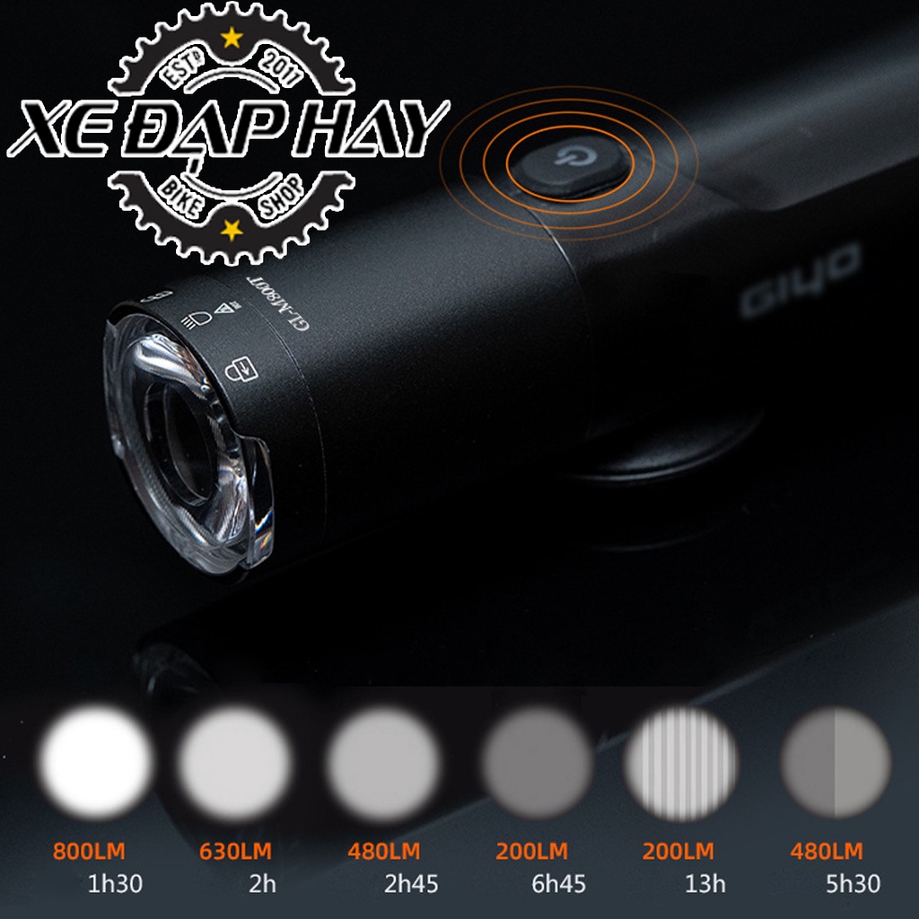 [Đèn Xe Đạp Chính Hãng] Đèn Pha GIYO GL-M800T | Độ Sáng 800 Lumen, Sạc Pin USB TYPE-C, 2500 mAh | Pha Đèn Tháo Rời Được