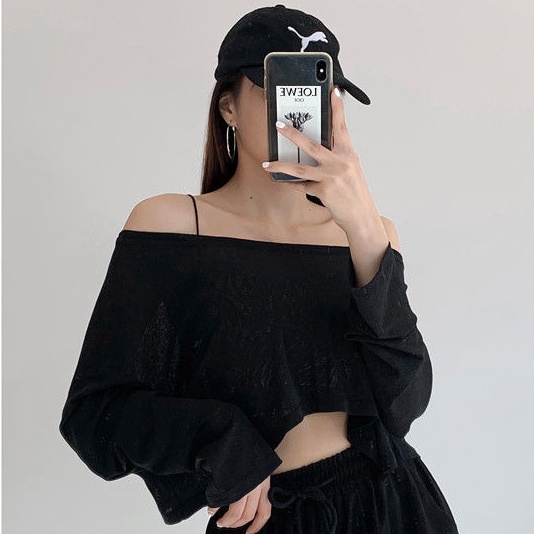 Áo Thun Dệt Kim Tay Dài Cổ Tròn Dáng Ngắn Thời Trang Mùa Hè Quyến Rũ Cho Nữ