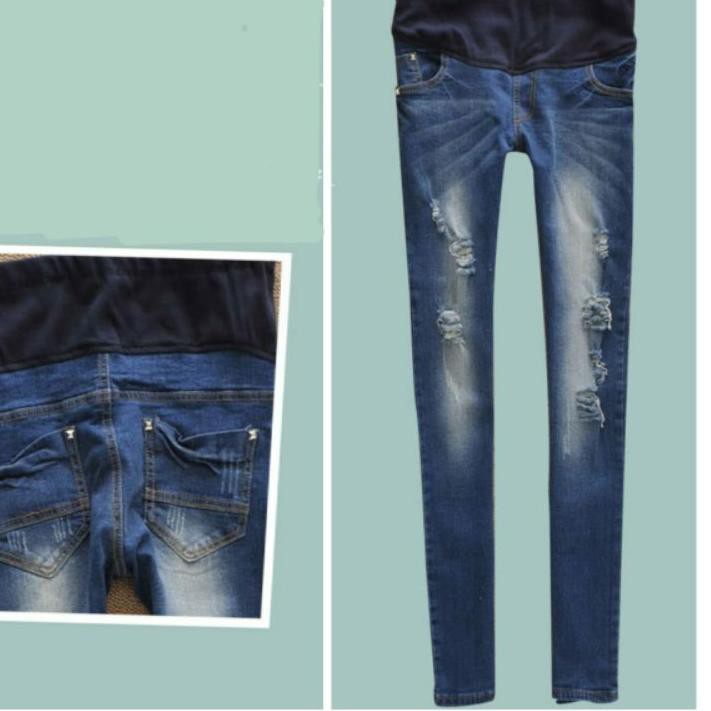 (giảm Mạnh) Quần Jeans Nữ Cho Bà Bầu