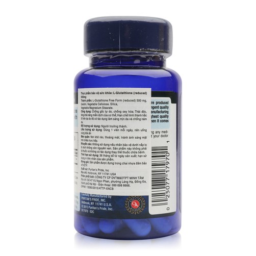 [CHÍNH HÃNG] Trắng da, mờ nám, thải độc,tăng cường hệ miễn dịch L-Glutathione 500mg Puritan's Pride | BigBuy360 - bigbuy360.vn