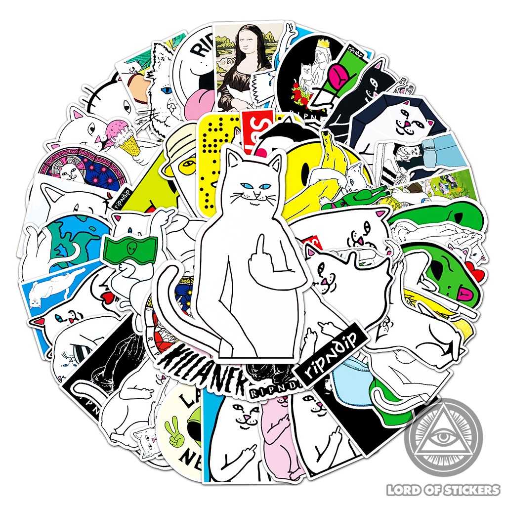 Set 56 Hình Dán Mèo RIPNDIP Sticker Meme Vui Nhộn Hài Hước Chống Thấm Nước Trang Trí Mũ Bảo Hiểm, Laptop, Ván Trượt, Sổ
