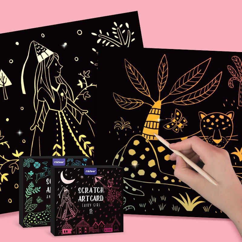 TRANH CÀO NGHỆ THUẬT ĐỘC ĐÁO Scratch art card - Chính hãng Mideer