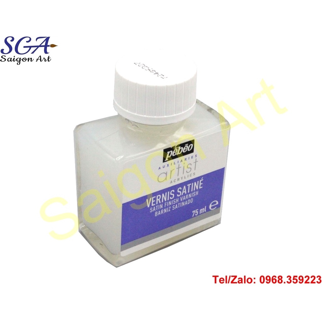Véc-ni phủ BÓNG DỊU màu acrylic Pebeo VERNIS SATINÉ (SATIN FINISH VARNISH) chai 75ml