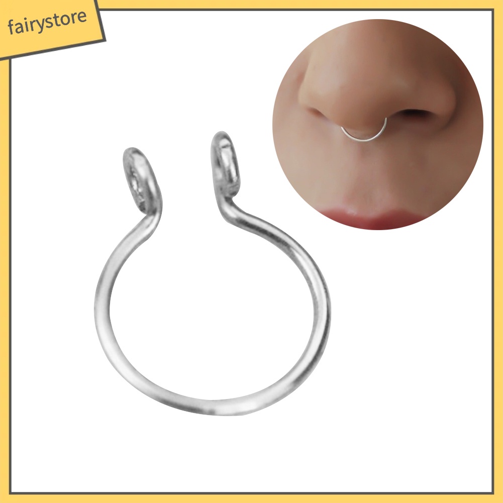 Nhẫn Mũi Bằng Đồng Thau Mỏng Không Cần Khoan Lỗ Thời Trang Cho Nữ