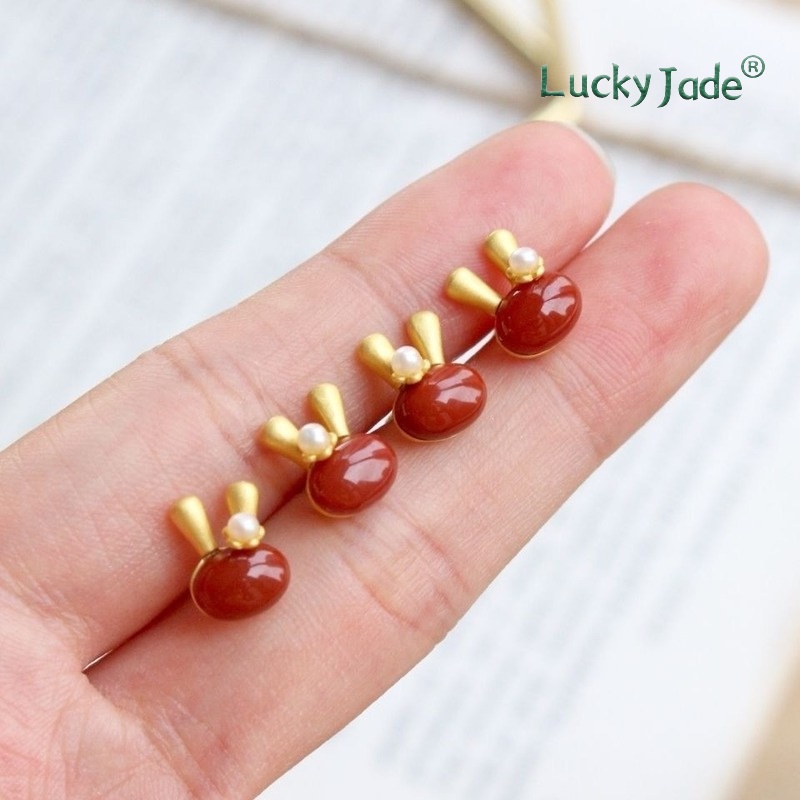 Bông Tai Mạ Vàng 18K Hình Thỏ Dễ Thương