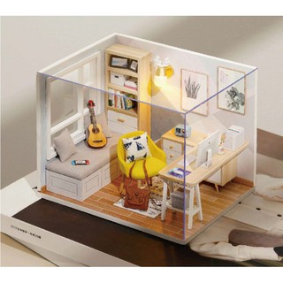 Mô hình nhà gỗ DIY - Phòng học ( tặng kèm quà tặng keo, nhíp, mica)