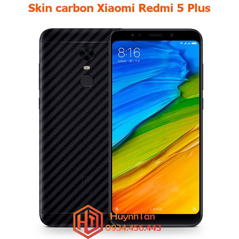 Miếng dán decal carbon mặt sau Xiaomi Redmi 5/5 Plus chống trầy mặt sau