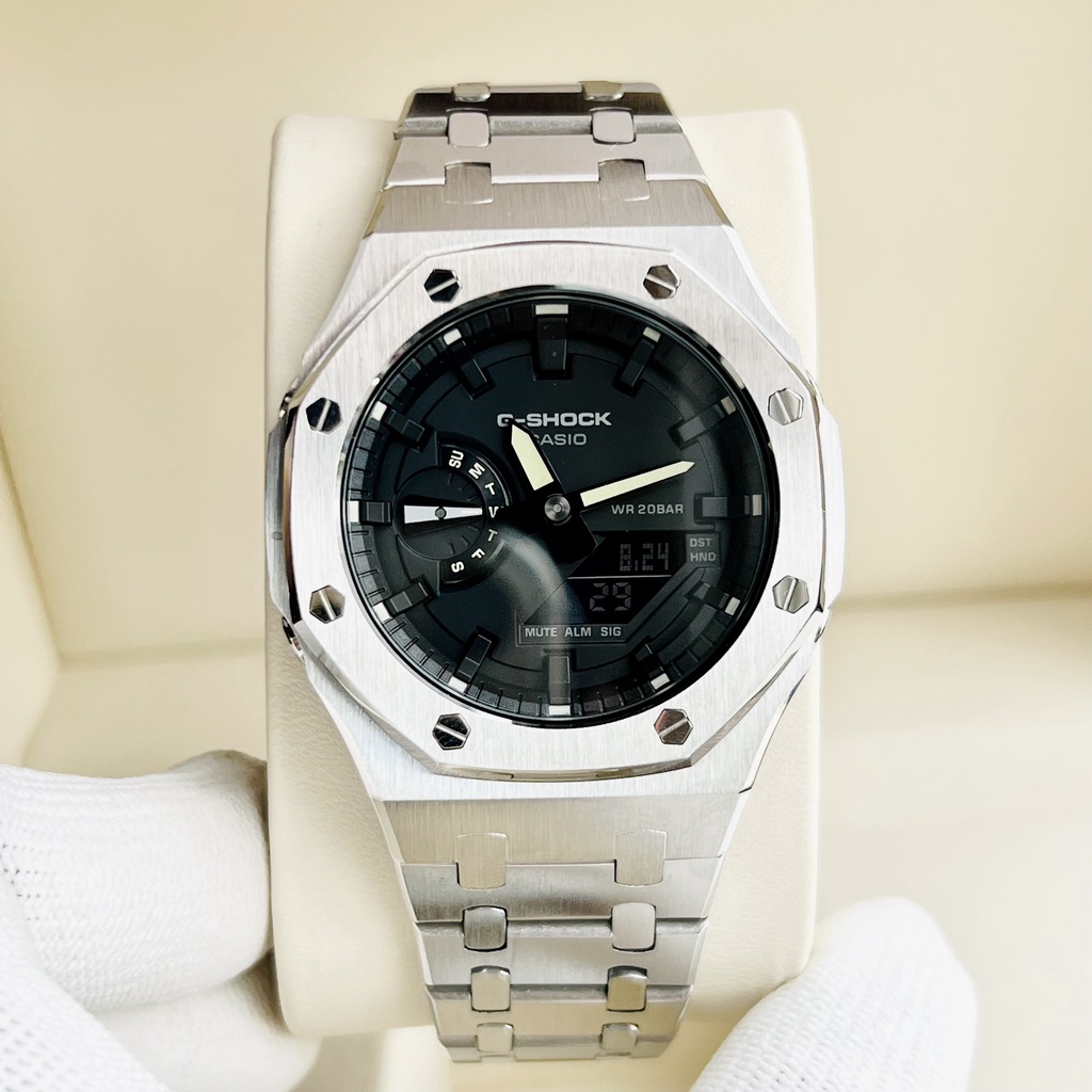 Đồng hồ nam dây thép Casio G Shock GA 2100 1A Custom Diamond AP Royal Oak