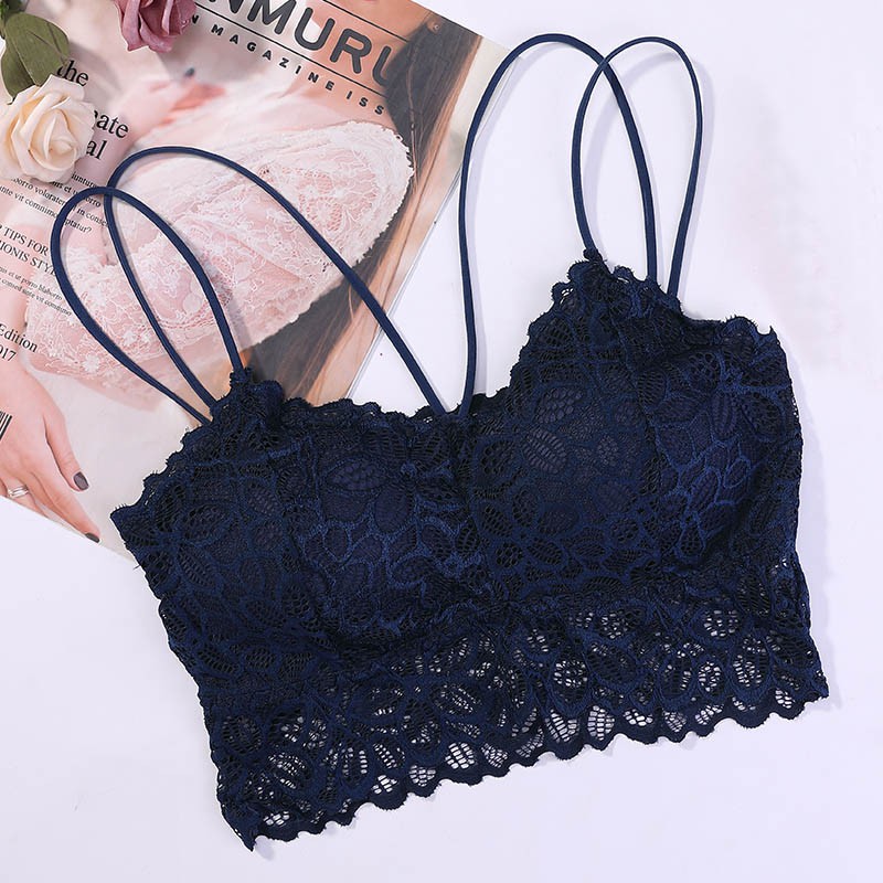 Áo lót ren hoa cổ V dây mỏng có đệm lót gợi cảm cho nữ