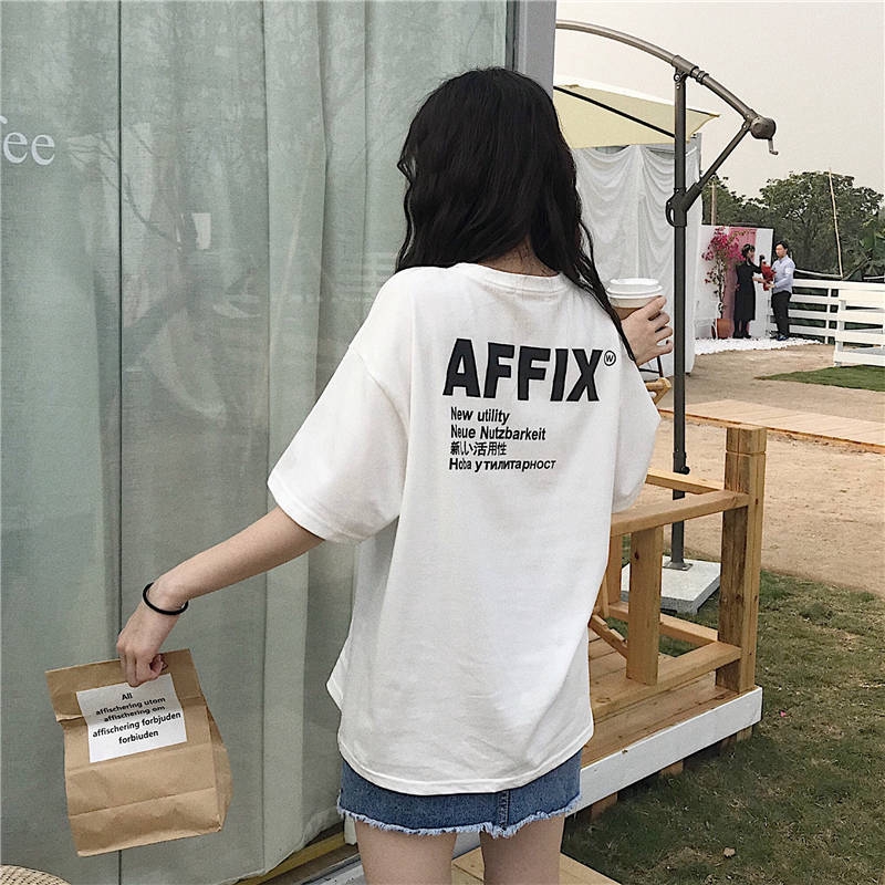 Áo phông rộng cổ tròn tay lưng phong cách Hàn Quốc thời trang