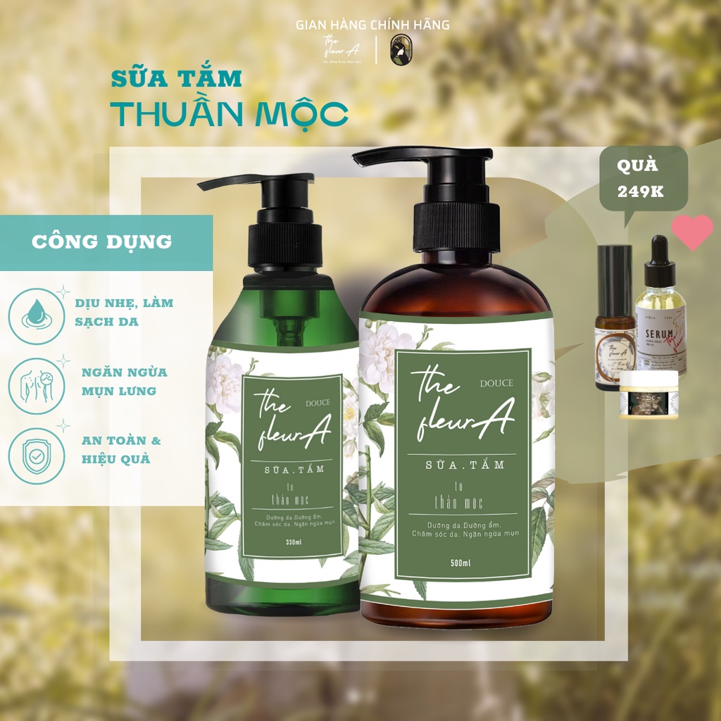 Sữa Tắm Thảo Dược The FleurA Sữa Tắm Thiên Nhiên Dưỡng Da Sữa Tắm Natural Ngăn Mụn Cơ Thể Phù Hợp Cho Bà Bầu và Cho Bé