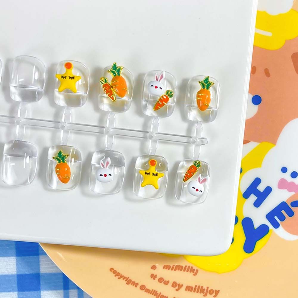 [Hàng mới về] Bộ phụ kiện trang trí móng tay nghệ thuật 3D bằng kim loại kiểu dáng thỏ/ cà rốt/ ngôi sao đáng yêu DIY