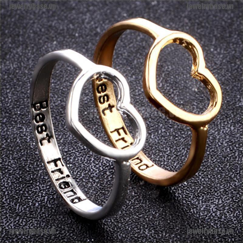 [Base] Best Friends Heart Finger Ring Knuckle Ring Friend Love Jewelry Gifts Unisex [VN]