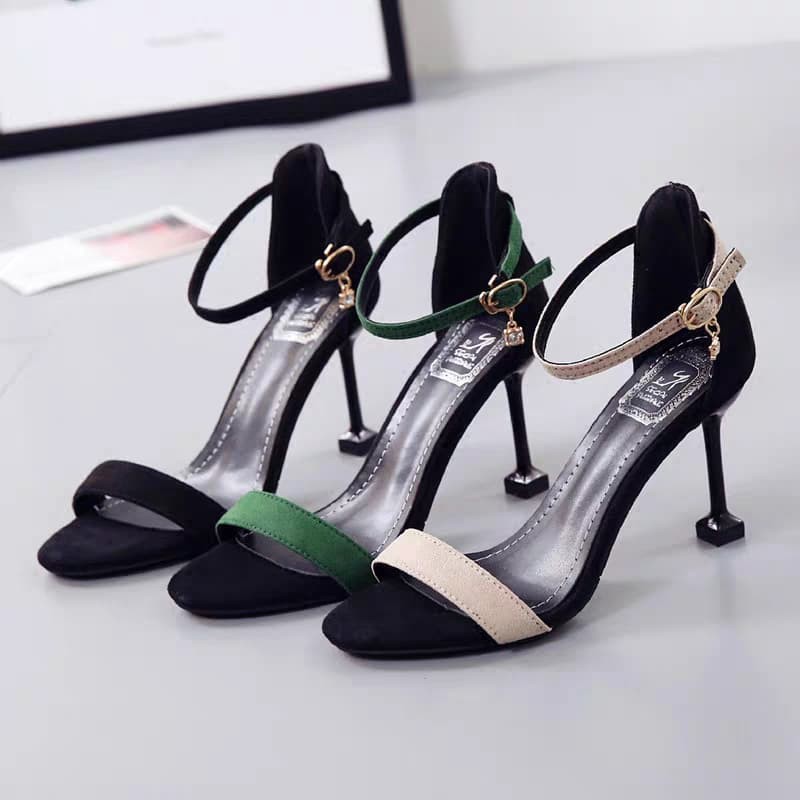 Giày Nữ Sandal Cao Gót Citas Đẹp Da Nhung Hở Mũi Quai Mảnh Bít Gót Đế Nhọn 7 Phân Êm Chân Phong Cách Hàn Quốc CTS-CG