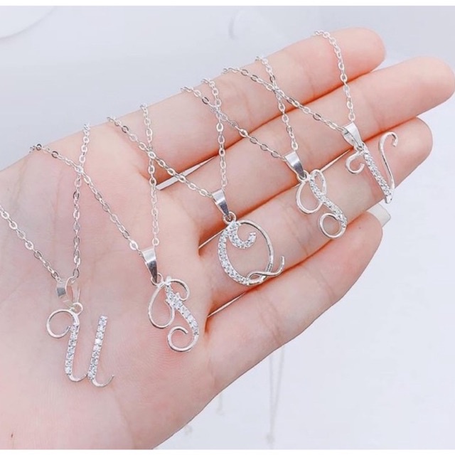 Dây chuyền mặt chữ cái Bạc , Thiết kế mới nhất của Mainomi Shop Bạc Xinh, đính đá mặt chữ tạo nét thu hút mới lạ