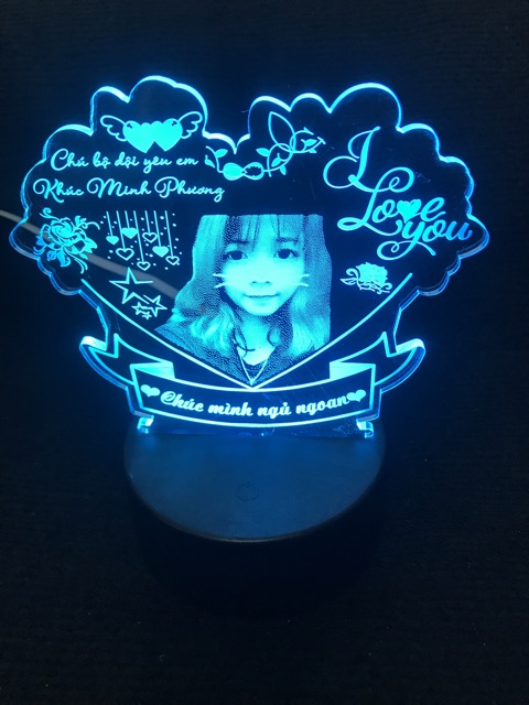 Đèn Led 3d Khắc Hình Ảnh Theo Yêu Cầu  - 16 màu tuỳ chỉnh - Quà tặng từ chú bộ đội