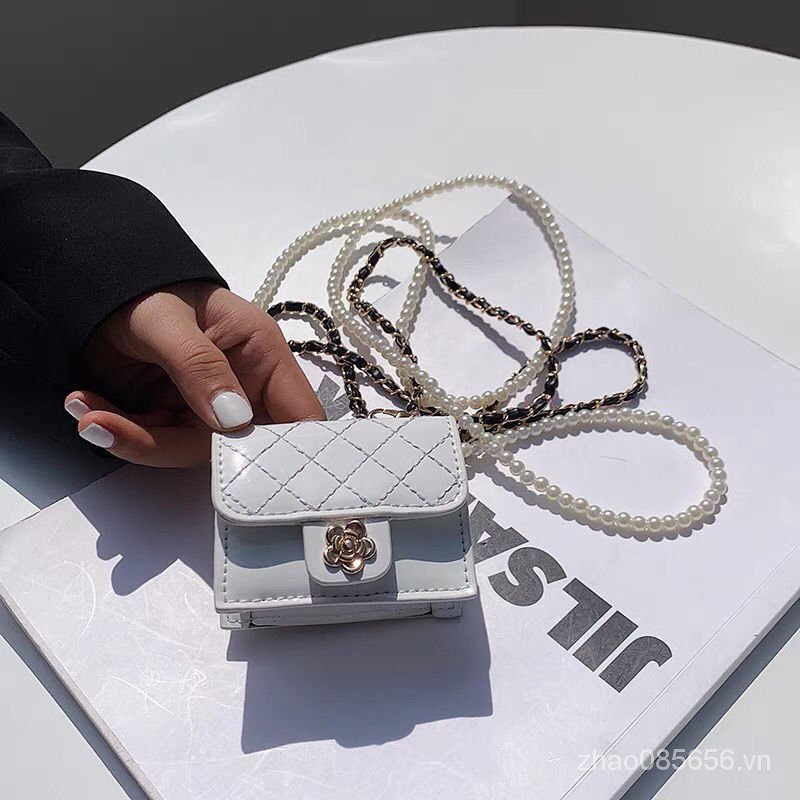 Túi Đeo Chéo Mini Họa Tiết Hoa Đính Ngọc Trai Và Kim Cương Thời Trang 2022 Cho Nữ