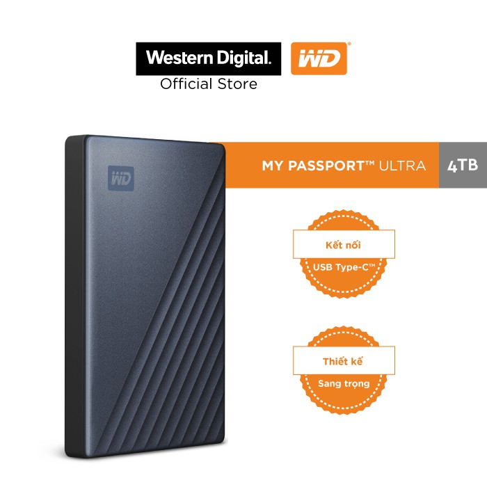 Ổ Cứng Di Động WD My Passport Ultra Silver -4TB ( 2.5&quot; USB 3.0 )-