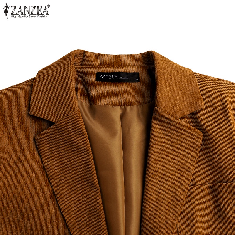 Áo blazer ZANZEA cổ bẻ dài tay có túi phía trước thời trang cho nữ