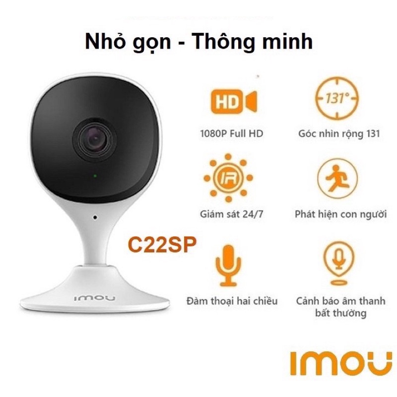 Camera IP Wifi trong nhà IMOU C22SP 1080p cố định, góc rộng, đàm thoại 2 chiều,BH 24 tháng chính hãng