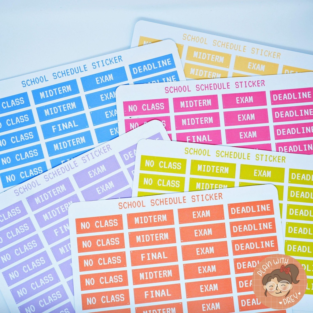Sticker lịch trình cho học sinh, sinh viên | School Schedule Planner Sticker | Designed by Plan With Prey