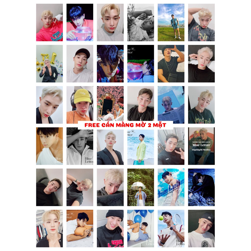 Lomo card 36 ảnh WONHO - Blue Letter