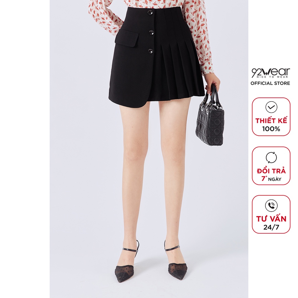 Chân váy ngắn xếp ly 92WEAR thiết kế công sở có túi JXA1898 | BigBuy360 - bigbuy360.vn