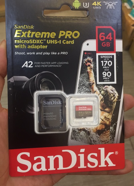 Thẻ nhớ Extreme PRO A2 64GB V30 U3 4K Class 10 170MB/s - Tốc Độ Siêu Cao