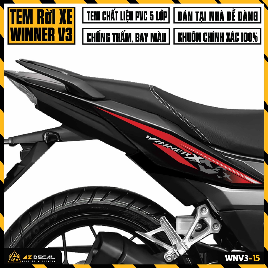 Tem Xe Winner X 2022 - Winner V3 Thiết Kế Phá Cách | WNV3-15 | Decal Chế Cao Cấp, Cắt Khuôn Sẵn Dễ Dán