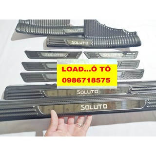 Ốp Bậc Cửa, Nẹp Bước Chân Trong, Ngoài Xe Kia Soluto 2023-2019 Chất Liệu Carbon Cao Cấp