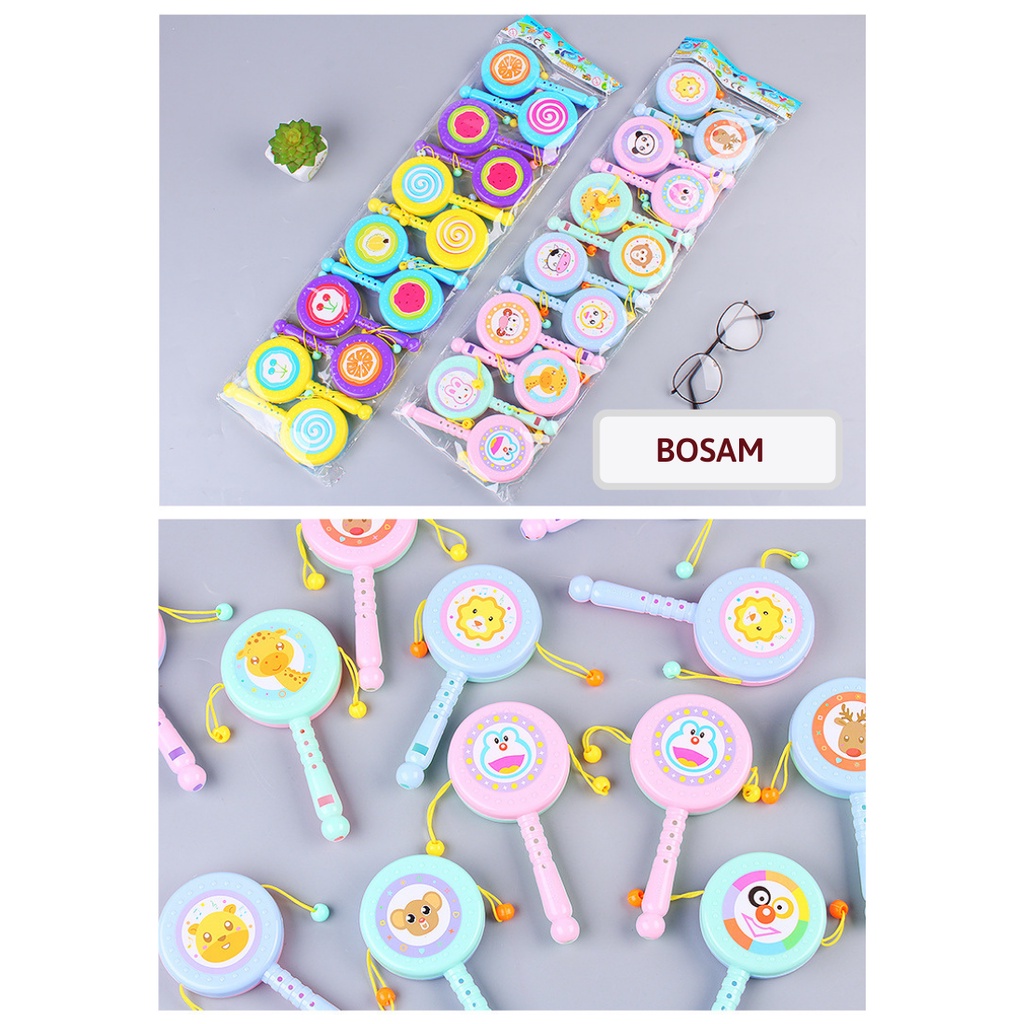 Đồ chơi trống lắc gỗ, Shop Bố Sam, hình con vật phát tiếng kêu kích thích phát triển vận động và giác quan của bé