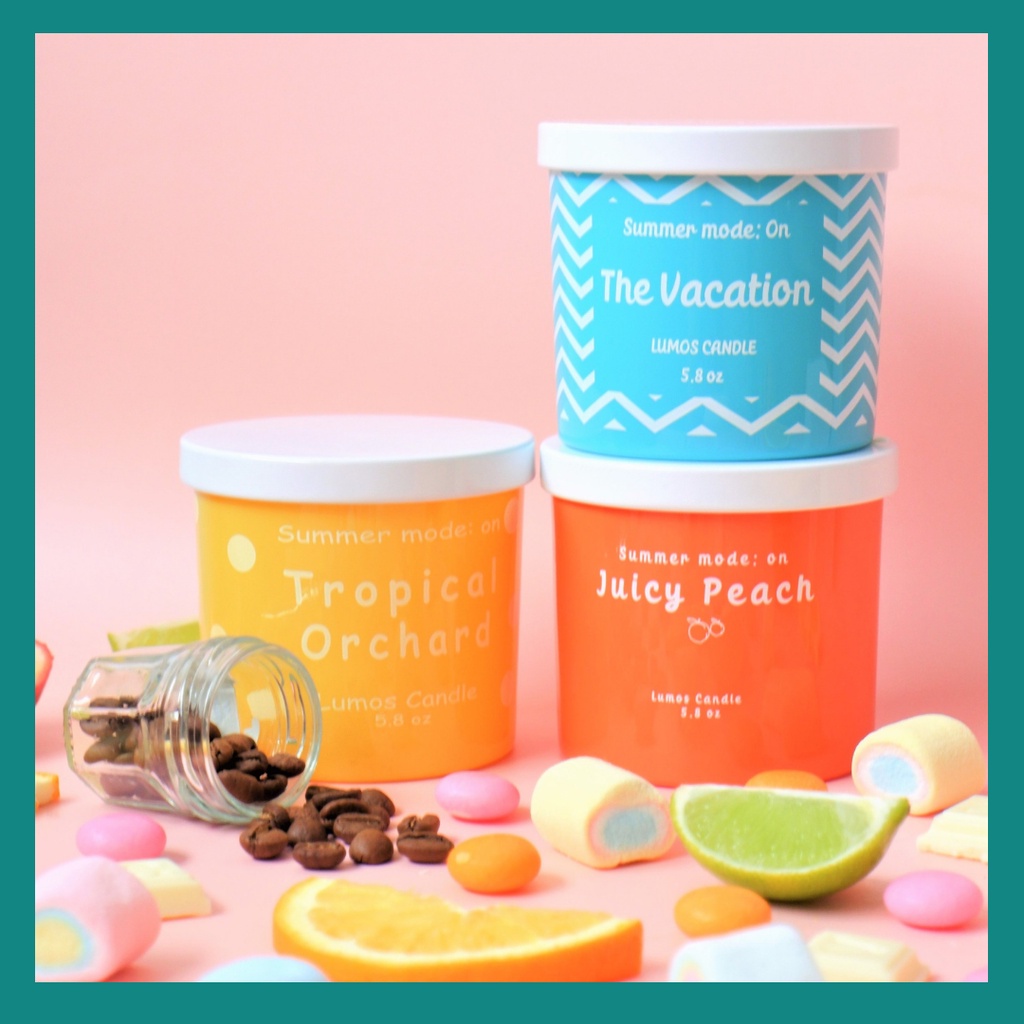 Nến Thơm Cao Cấp Lumos  Bộ 3 Sắc Màu cho Mùa Hè thêm sôi động–NT35.1 - Nến trang trí / thư giãn - Đạt tiêu chuẩn Quốc Tế